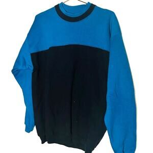 Vintage Hanes Signature Blue Black Colorblock Crewneck Sweatshirt Size L
